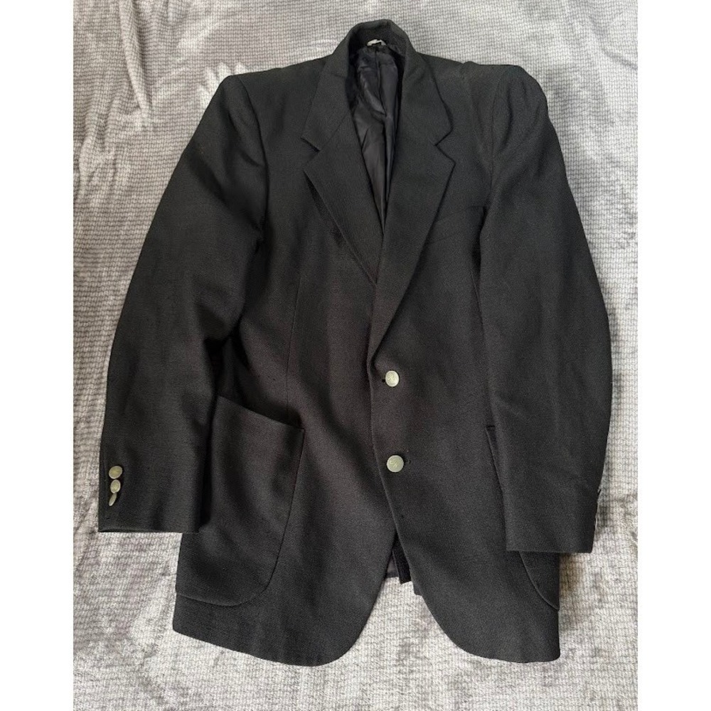 Vintage Faberge Black Two Button Blazer Jacket Pockets‎ Mens Sport Coat 38